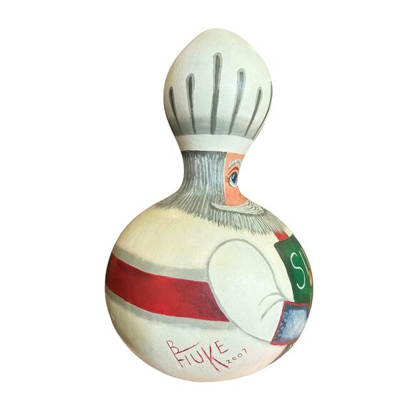 Hand painted Gourd‎ Art Chef Sugar Spice Kitchen Decor Whimsical Folk Art Signed - Picture 4 of 11